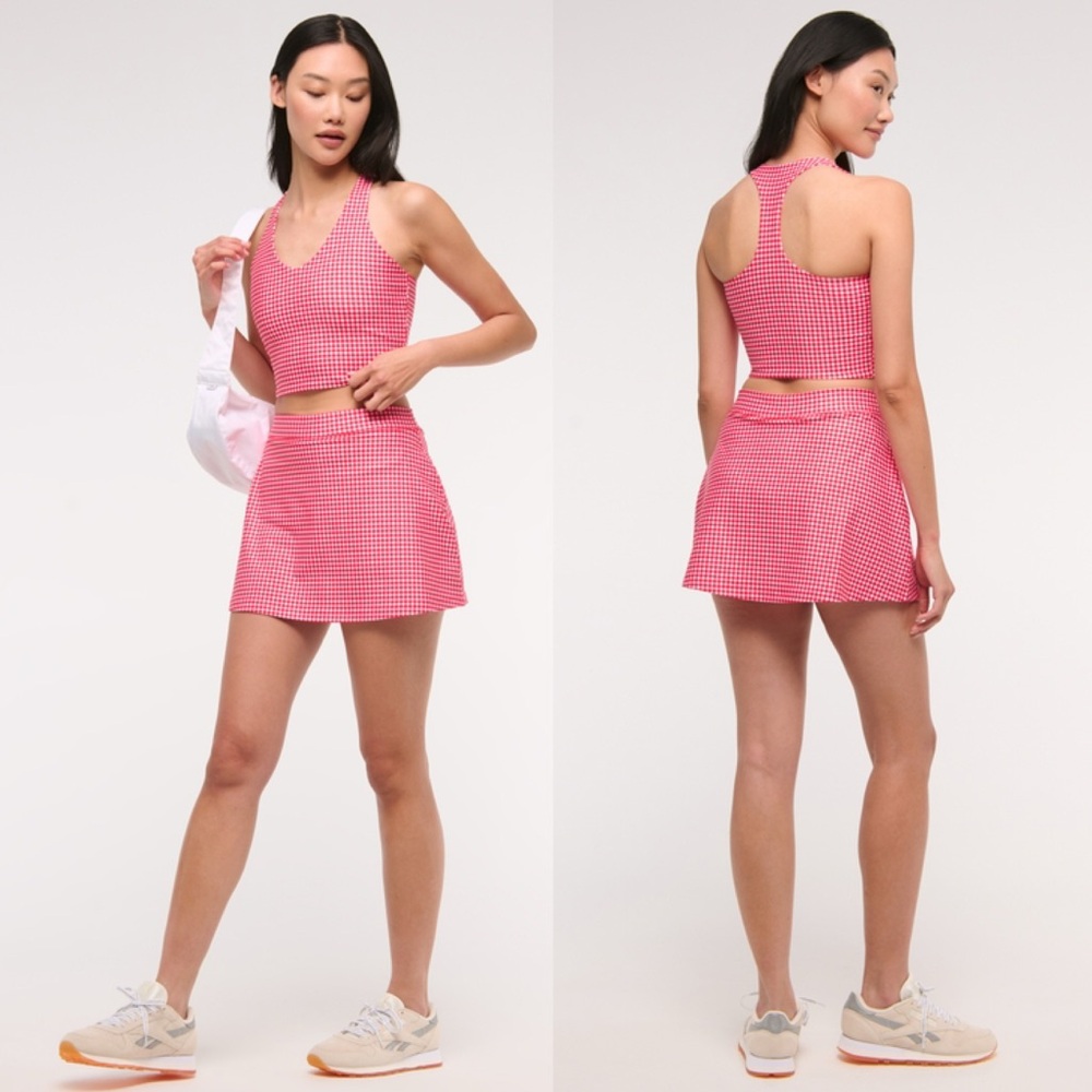 Abercrombie & Fitch YPB sculptLUX Racerback V-Neck Tank & Lined Clean Mini Skirt